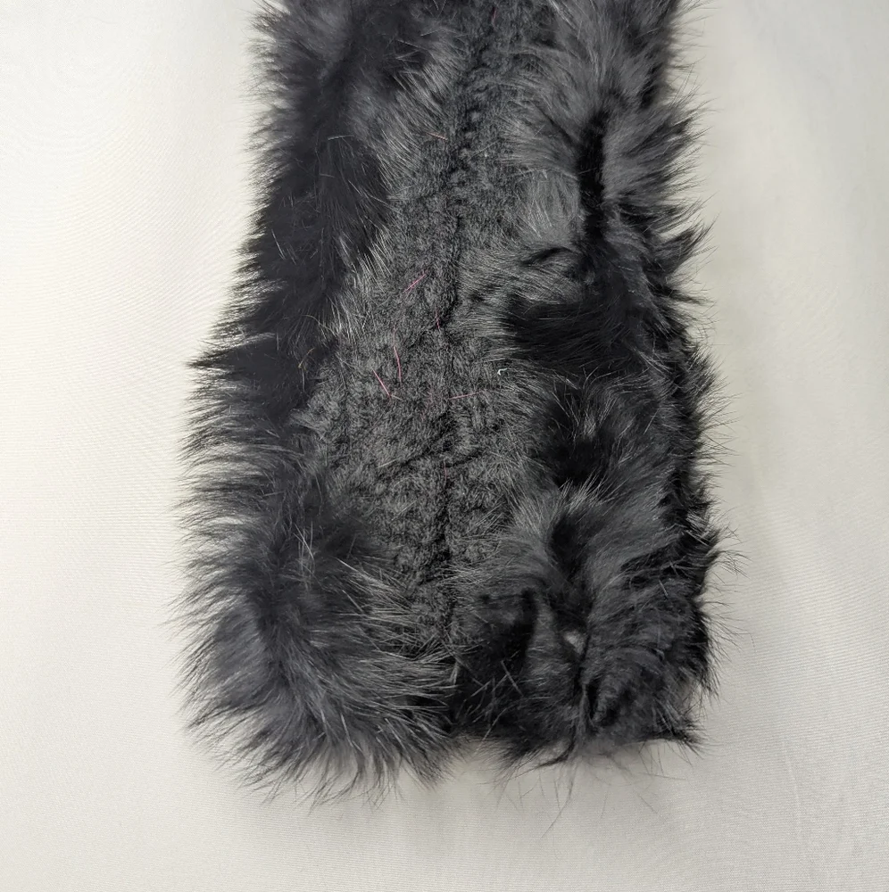 New C.C Cheveux Corp Womens Black Faux Fur Lined Cable Knit Headband One Size